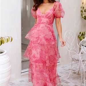 ENCHANTED CASTLE MIDI DRESS PINK